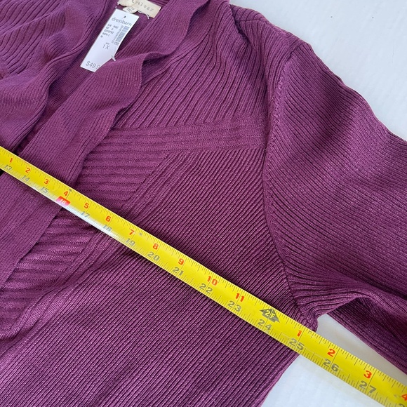 Retrology Sz 1XL Purple Stretch Open Cardigan Sweater Long Sleeves - Picture 5 of 7